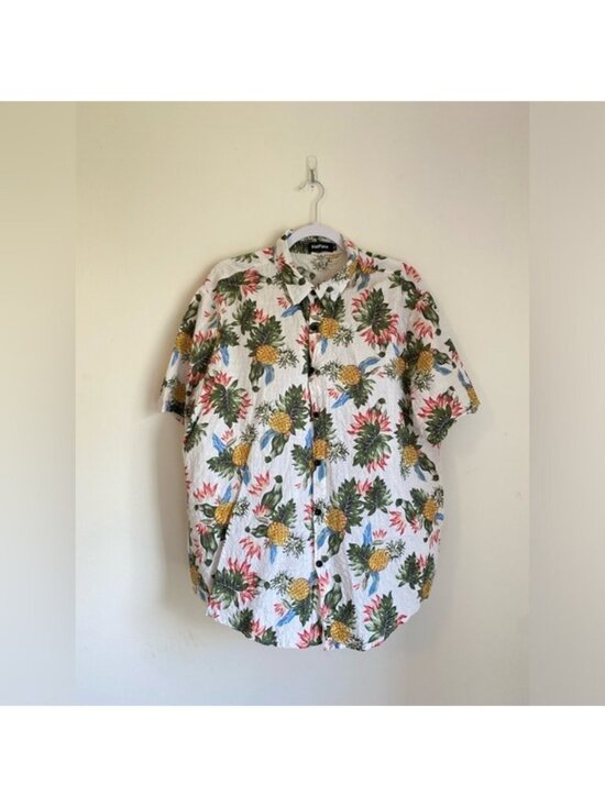 Vatpave Other - Men's Hawaiian Short Sleeve Button-Down Shirt Size XL White By Vatpave